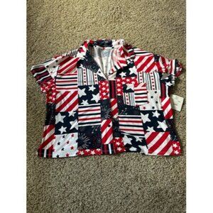 way to celebrate patriotic Button up Short Sleeve Pocket Sleep Shirt Size Large